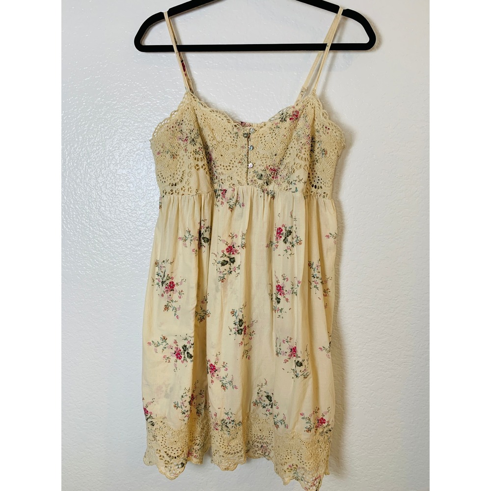 The Prairie by Rachel Ashwell Mini Dress Women Large Cream Floral Lace Boho